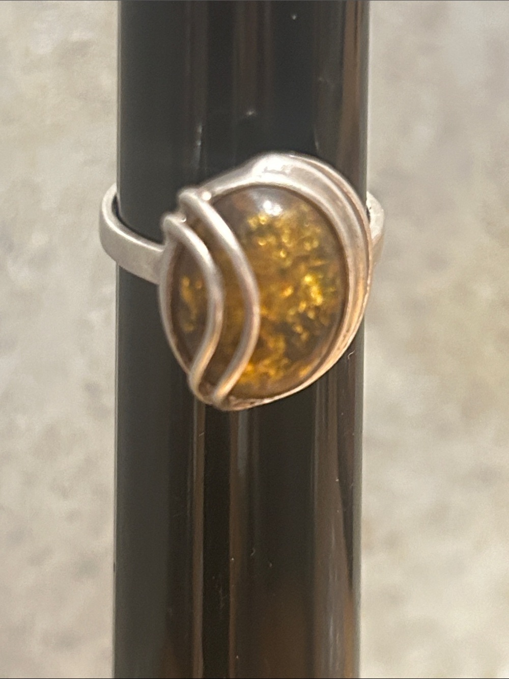 Sterling Silver Opal Triplet Ring - Yellow Stone